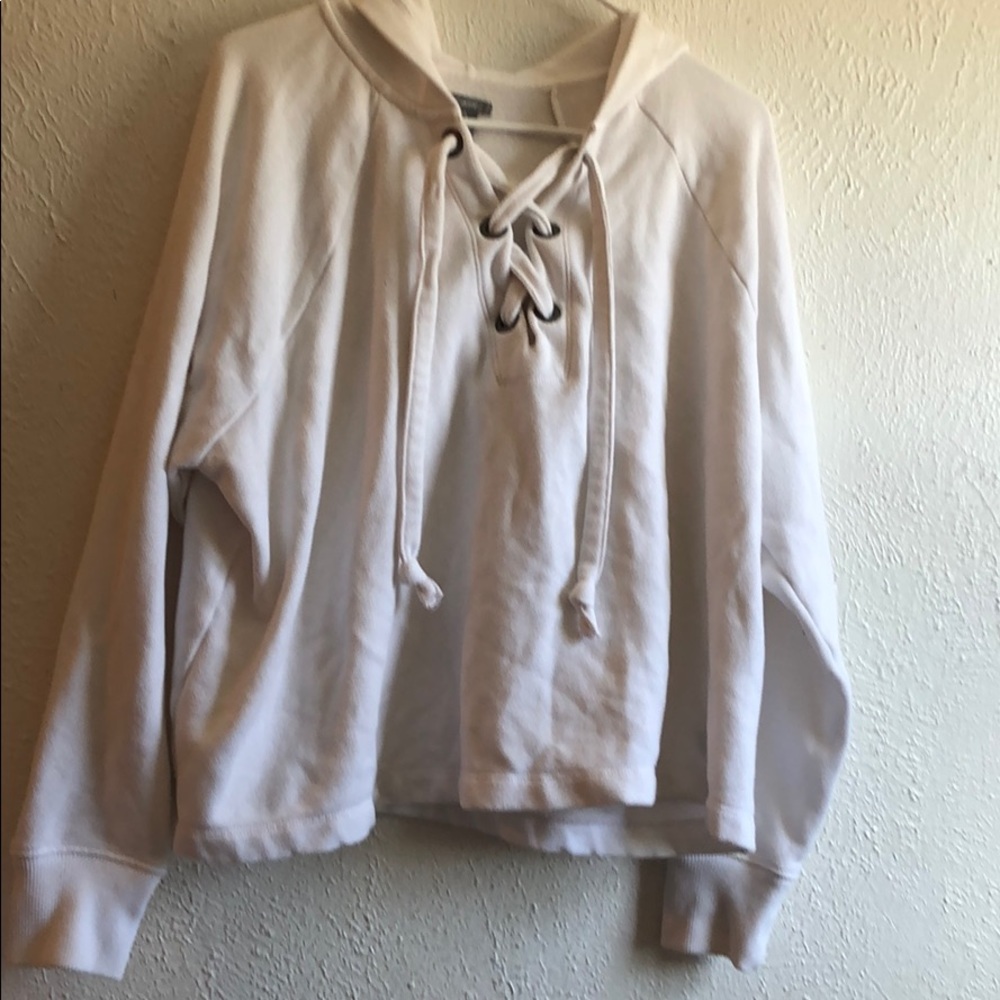 Hooded criss cross front sweatshirt